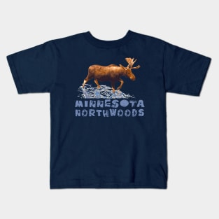 Minnesota Northwoods Outdoors Resort Vacation Moose Kids T-Shirt